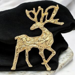 Gold Deer Elk Reindeer Antlers Brooch Unisex Shaped Lapel Pin Backpack Jewelry